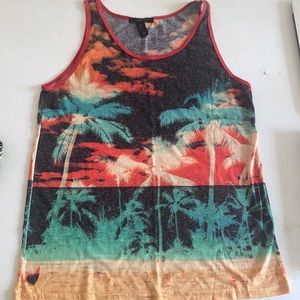 Island Style Graphic Tank for Men. Size Medium